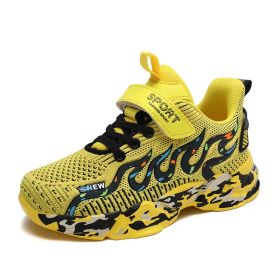 Kids Sport Shoes Light Girls Running Shoes Children Breathable Mesh Shoes For Girls Sneakers Outdoor Anti slip Tenis Infantil (Color: yellow, size: 13)