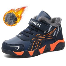 Boys Sneakers Winter Shoes Kids Cotton Shoes Fashion Fur Warm Outdoor Trainer Kids Running Shoes Children Sport Shoe Boots Tenis (Color: Orange, size: 6)