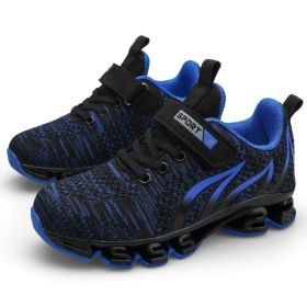 Big Children Running Shoes Boys Sneakers Spring Autumn Breathable Shoes Kids Sport Shoes Light Outdoor Hollow Sole Tenis Shoes (Color: blue boys shoes, size: 35)