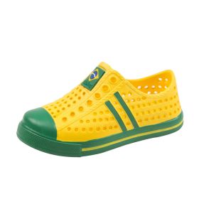 Big Children Running Shoes Boys Sneakers Spring Autumn Breathable Shoes Kids Sport Shoes Light Outdoor Hollow Sole Tenis Shoes (Color: kids yellow, size: 38)