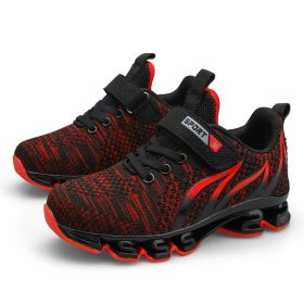 Big Children Running Shoes Boys Sneakers Spring Autumn Breathable Shoes Kids Sport Shoes Light Outdoor Hollow Sole Tenis Shoes (Color: red boys shoes, size: 37)