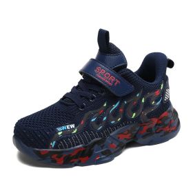 Kids Sport Shoes Light Girls Running Shoes Children Breathable Mesh Shoes For Girls Sneakers Outdoor Anti slip Tenis Infantil (Color: Blue, size: 1.5)