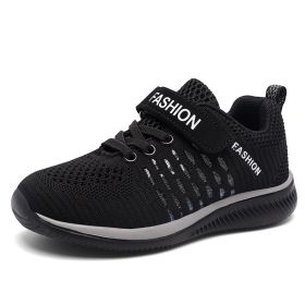 Boys Sneakers Big Children Shoes Lightweight Outdoor Kids Sport Running Shoes Hollow Sole Tenis Infantil Antislip Soft Gym Shoes (Color: black shoes, size: 4)