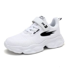 New Children Sneakers Velcro Mesh Casual Sport Shoes Boys Basket Shoes Breathable Non-slip Trend Style Kids School Running Shoes (Color: white boys shoes, size: 1.5)