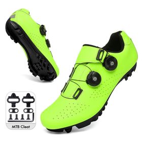 Mountain Cycling Shoes MTB Men Sports Road Bike Shoes Self-Locking SPD Cleat Bicycle Footwear Racing Women Speed Cycling Sneaker (Color: green mtb cleat, size: 37)