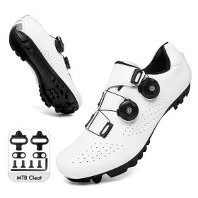 Mountain Cycling Shoes MTB Men Sports Road Bike Shoes Self-Locking SPD Cleat Bicycle Footwear Racing Women Speed Cycling Sneaker (Color: white mtb cleat, size: 42)