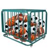 Foldable Mental Sports Ball Storage Cart Rolling Ball Cart with Lid and Wheels Large Capacity Basketballs Organizer for Gym, School, Club, Indoor and