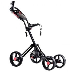 The All Terrain Durable Foldable Multi-Wheel Golf Pull Push Cart Trolley (Color: Black, Type: Golf Cart Trolley)