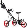 Outdoor Recreation Games 3 Wheels Foldable Push Pull Golf Trolley