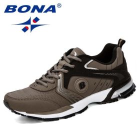 BONA Running Shoes Men Fashion Outdoor Light Breathable Sneakers Man Lace-Up Sports Walking Jogging Shoes Man Comfortable (Color: Medium grey black, Shoe Size: 8.5)