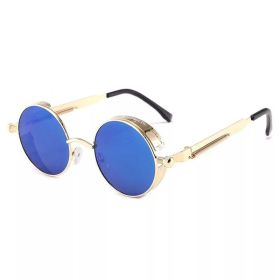 Classic Gothic Steampunk Sunglasses Luxury Brand Designer High Quality Men and Women Retro Round Metal Frame Sunglasses UV400 (Frame Color: Glasses, Lenses Color: COLOR-15)