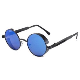 Classic Gothic Steampunk Sunglasses Luxury Brand Designer High Quality Men and Women Retro Round Metal Frame Sunglasses UV400 (Frame Color: Glasses, Lenses Color: COLOR-18)