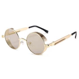 Classic Gothic Steampunk Sunglasses Luxury Brand Designer High Quality Men and Women Retro Round Metal Frame Sunglasses UV400 (Frame Color: Glasses, Lenses Color: COLOR-8)