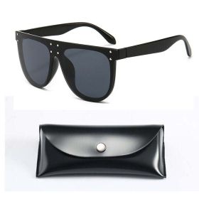 Silver Mirror womens sunglasses brand designer Vintage Sun Glasses Men Luxury Oversized Square Shades UV400 Glam Big Eyewear (Frame Color: As Picture, Lenses Color: C1 black with box)