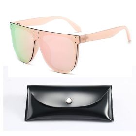 Silver Mirror womens sunglasses brand designer Vintage Sun Glasses Men Luxury Oversized Square Shades UV400 Glam Big Eyewear (Frame Color: As Picture, Lenses Color: C2  Pink leg W box)