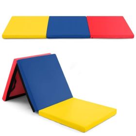 Portable Tri-Fold Gym Mat with Handles for Yoga (Color: Multicolor, Type: Gymnastics Mat)