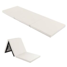 Portable Tri-Fold Gym Mat with Handles for Yoga (Color: light gray, Type: Gymnastics Mat)