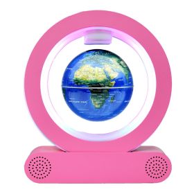 Magnetic County Floating Earth Instrument Bluetooth Speaker Decoration Crafts Strange (Option: Pink English Blue Ball Body-US)