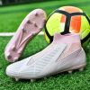 Men's and women's new football shoes youth students AG spikes high tops breathable lawn professional training shoes