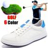 6 Colors New Men's Golf Shoes Leather Breathable Waterproof Non-slip Training Shoes White Blue Blue Sports Shoes