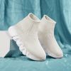 Spring and autumn new children's thick soled knitted vamp flying woven high top socks shoes breathable comfortable light outdoor leisure sports shoes