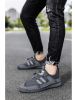 Spring Summer Leather Mesh Casual Shoes Men Slip on Elastic Band Low Top Sneaker Fashion Round Toe Solid High Quality Breathable