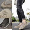 Spring Summer Leather Mesh Casual Shoes Men Slip on Elastic Band Low Top Sneaker Fashion Round Toe Solid High Quality Breathable