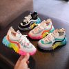 Children's Sneakers Mesh Shoes Sports Shoes Personality Running Casual Shoes Boys Girls Breathable Children's Colored sole