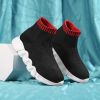 Spring and autumn new children's thick soled knitted vamp flying woven high top socks shoes breathable comfortable light outdoor leisure sports shoes