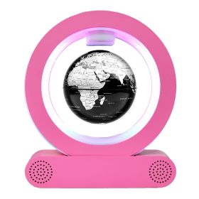 Magnetic County Floating Earth Instrument Bluetooth Speaker Decoration Crafts Strange (Option: Pink English Silver Ball Body-US)