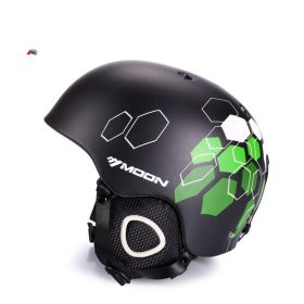 Ski Helmet Snow Safety Helmet Protective Gear Sports Equipment Head Protection Integrated (Option: Hexagonal on black-M)