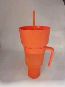 Snack With Handle Straw Cup Kitchen Gadgets (Option: Orange Solid Color-901to1000ml)