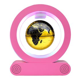 Magnetic County Floating Earth Instrument Bluetooth Speaker Decoration Crafts Strange (Option: Pink English Golden Ball Body-EU)