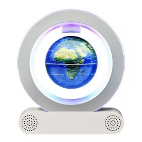 Magnetic County Floating Earth Instrument Bluetooth Speaker Decoration Crafts Strange (Option: Silver English Blue Sphere-AU)